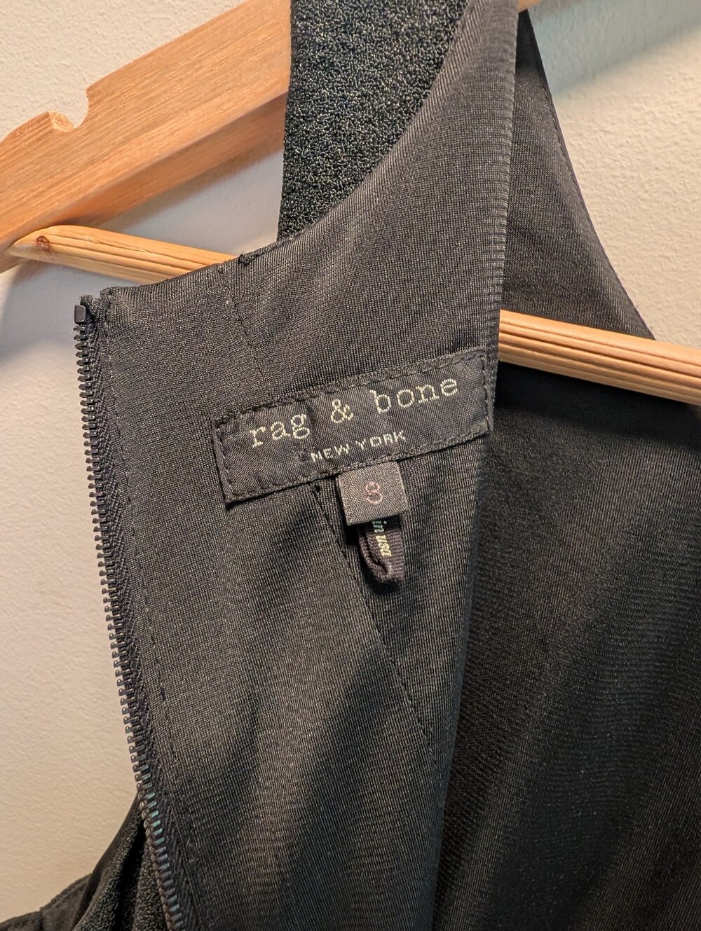 Rag & Bone - Montrose Black Leather Panel Scoop Neck A-line Size 8 - Picture 6 of 9